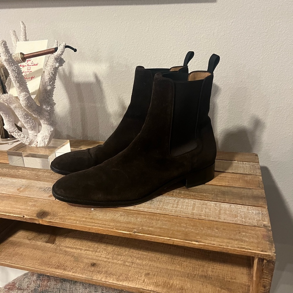 Men’s size 45 1/2 men’s Christian Louboutin  Suede Brown Chelsea boots